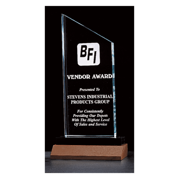 4 3/4" x 11 3/4" Zenith Series Jade Acrylic with Black Acrylic Base and Walnut Base