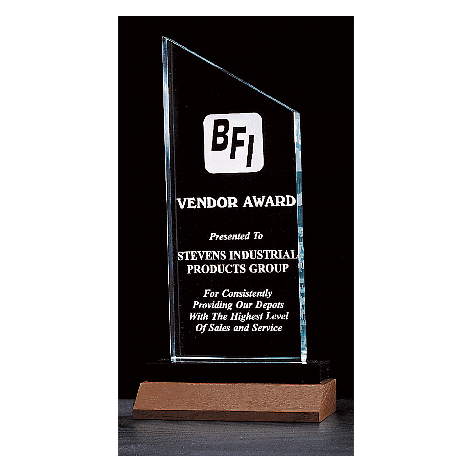 4 3/4" x 11 3/4" Zenith Series Jade Acrylic with Black Acrylic Base and Walnut Base