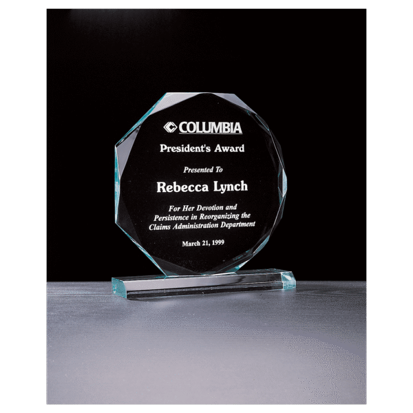 8" x 8 3/4"  Octagon Series Jade Acrylic Award