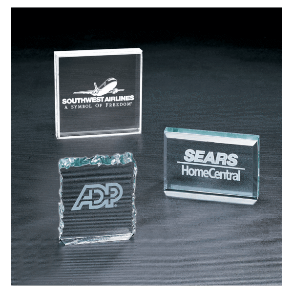 3" x 3" Jade Crushed Ice Acrylic Paperweight