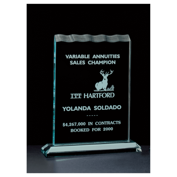 7 1/2" x 9 1/4" Tidal Series Jade Acrylic Award