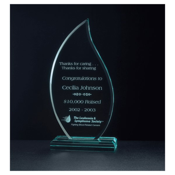 4 1/4" x 8 3/4" Flame Series Jade Acrylic Award