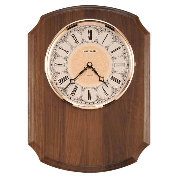 10 1/2" x 13" Walnut Plaque with Cut-Out for Clock-No Clock, No Plate