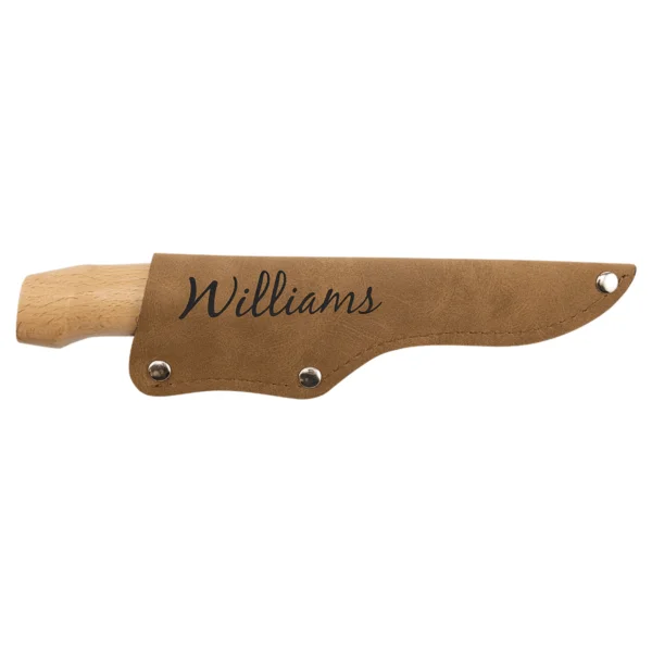 Custom Engraved Bison River 4" Fillet Knife with Wood Handle and Leather Sheath