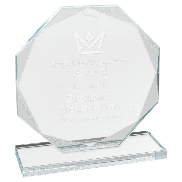 6" Octagon Clear Glass Award