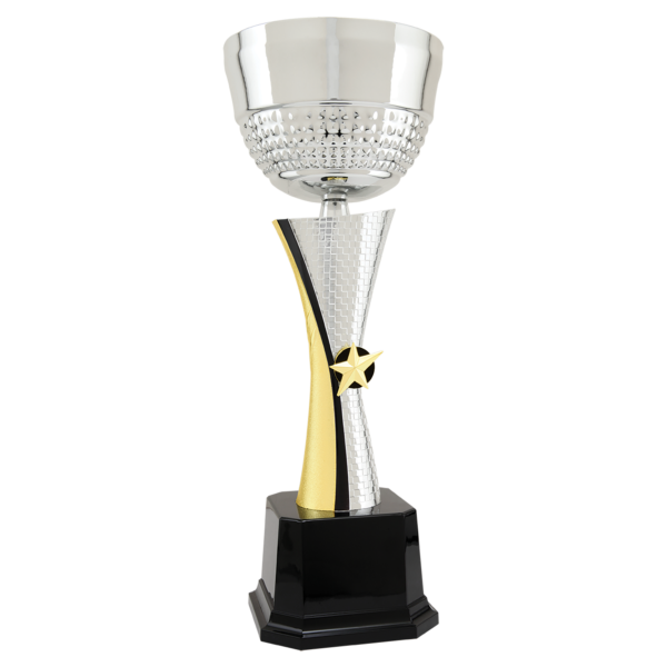 16 1/2" Silver/Gold Textured Completed Metal Cup Trophy