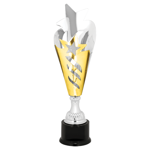 17 3/4" Silver & Gold Star Completed Metal Cup Trophy on Plastic Base