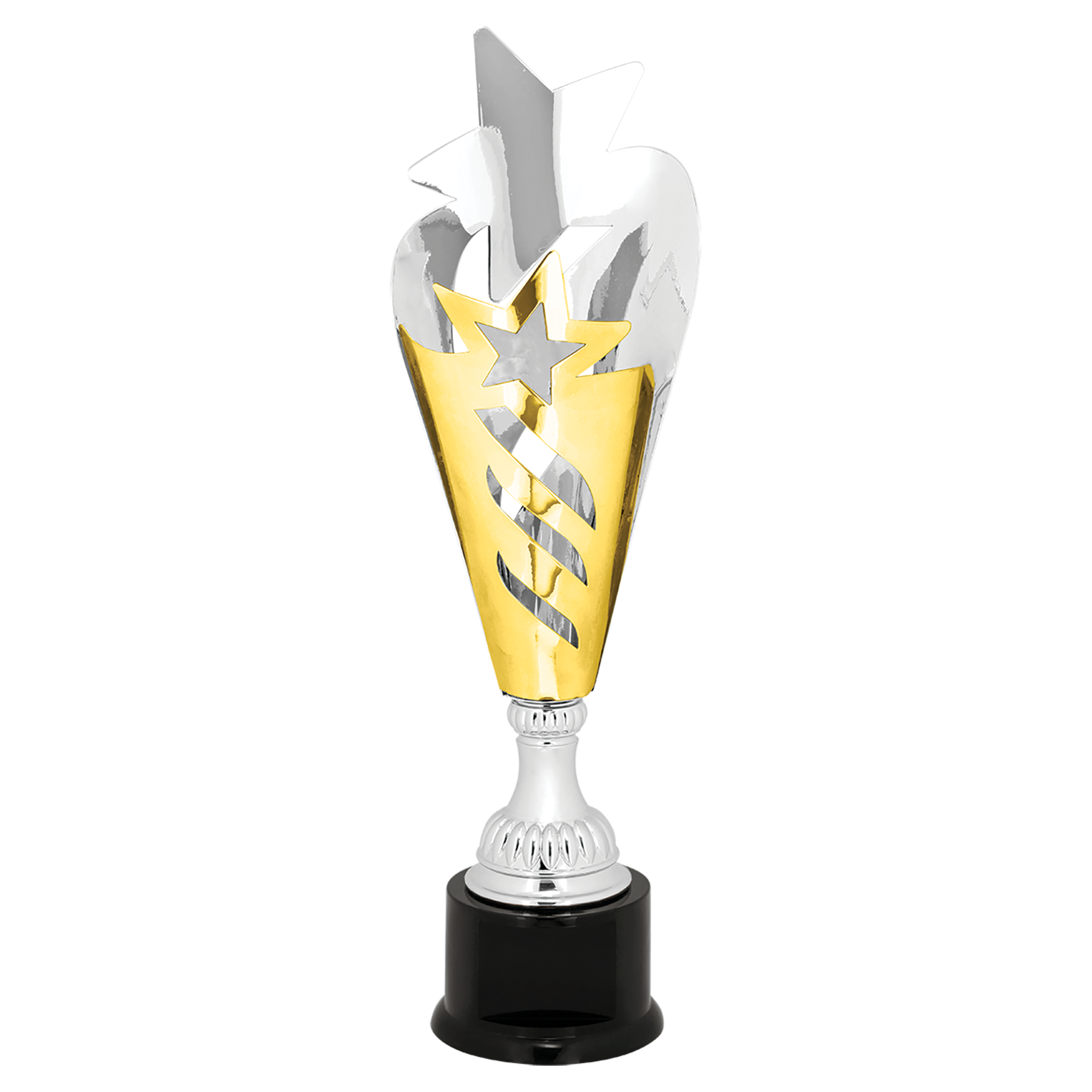 17 3/4" Silver & Gold Star Completed Metal Cup Trophy on Plastic Base