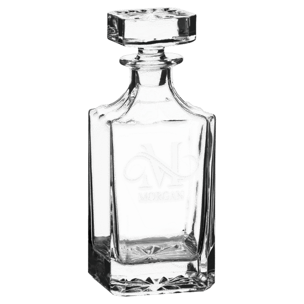 Polar Camel 750 mL Square Glass Decanter in Black Gift Box with Printed Paper Sleeve