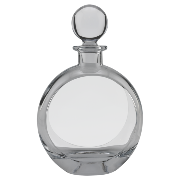 Personalized 750 mL Flat Round Glass Decanter