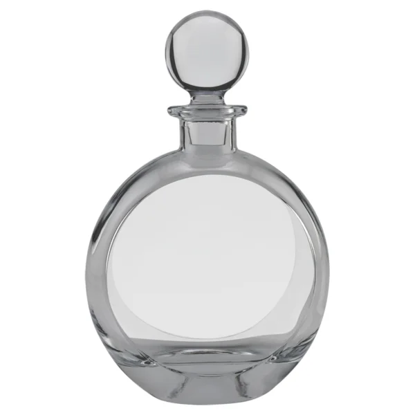 Personalized 750 mL Flat Round Glass Decanter