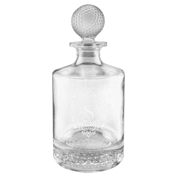 Polar Camel 850mL Round Golf Glass Decanter in Black Gift Box with Printed Paper Sleeve