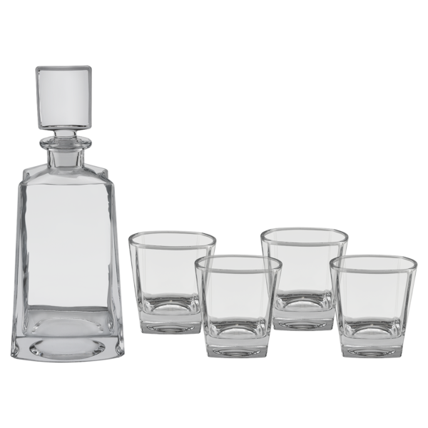 Polar Camel 750 mL 12" Tequila Decanter Set with Four 8 oz. Glasses in a Black Gift Box with Printed Paper Sleeve