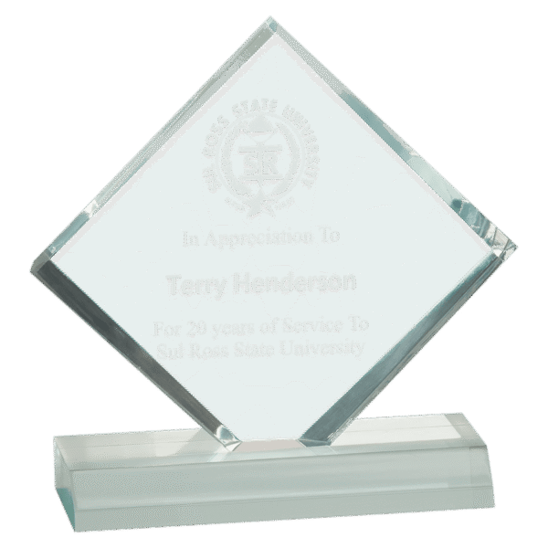 3 1/2" x 3 1/2" Jade Diamond Jewel Beveled Acrylic Blank