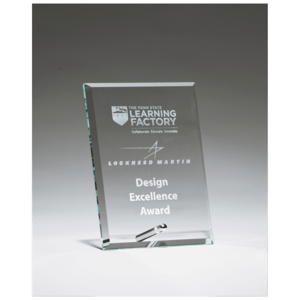 6" x 8" Clear Glass Award with Silver Plated Easel Post
