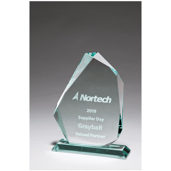 7 x 9 1/8" Iceberg Series Thick Jade Glass Award