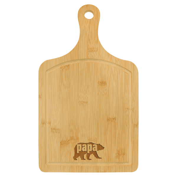 15 1/2" x 9" Bamboo Cutting Board Paddle Shape with Drip Ring