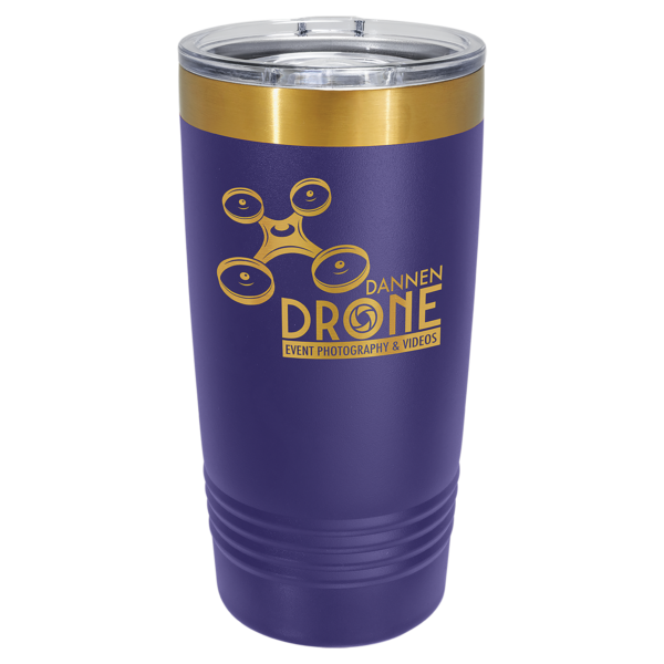 Polar Camel 20 oz. Purple/Bright Gold ION-Plated Ringneck Tumbler with Slider Lid