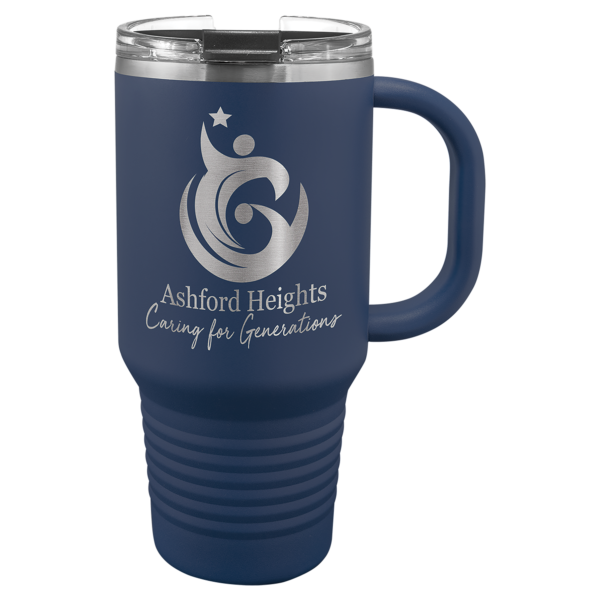 Polar Camel 32 oz. Navy Blue Travel Mug with Snap Lid and Straw