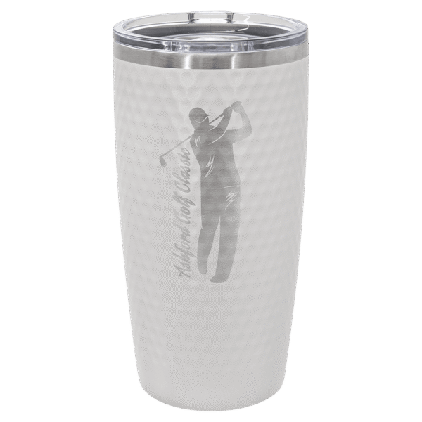 Polar Camel 20 oz. White Golf Tumbler - Full Dimples and Slider Lid