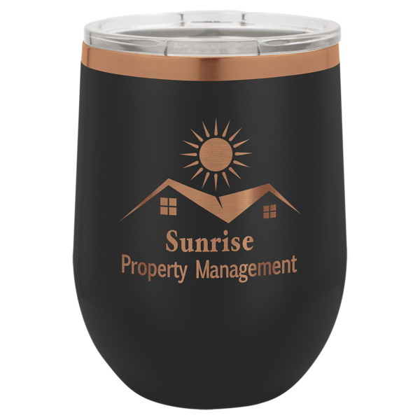 Personalized 12 oz. Rose Gold Stemless Wine Tumbler