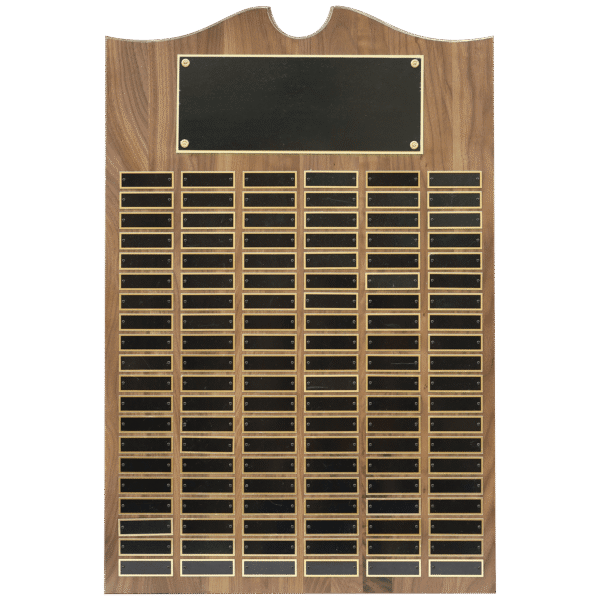 20" x 30" American Walnut Roster Plaque w/ 120 Plates