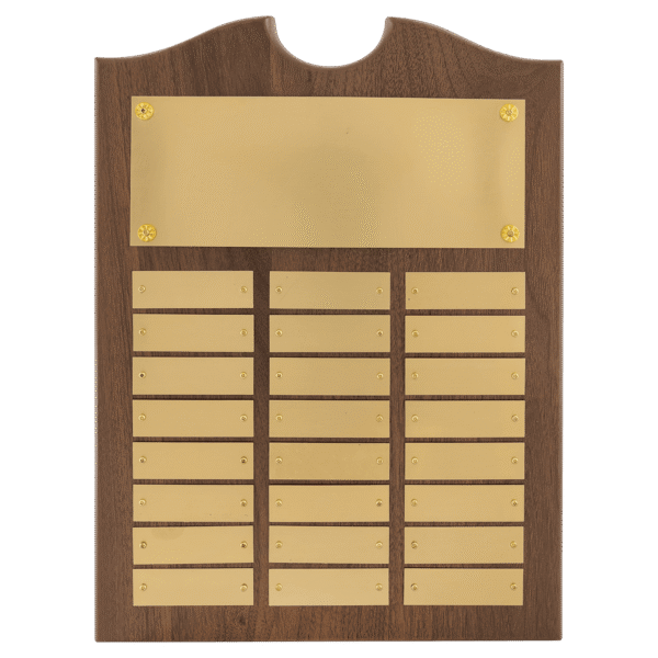 11" x 15"/Plates 7/8" x 2 3/4" American Walnut 24 Plate Perpetual Plaque with Brushed Brass Plates