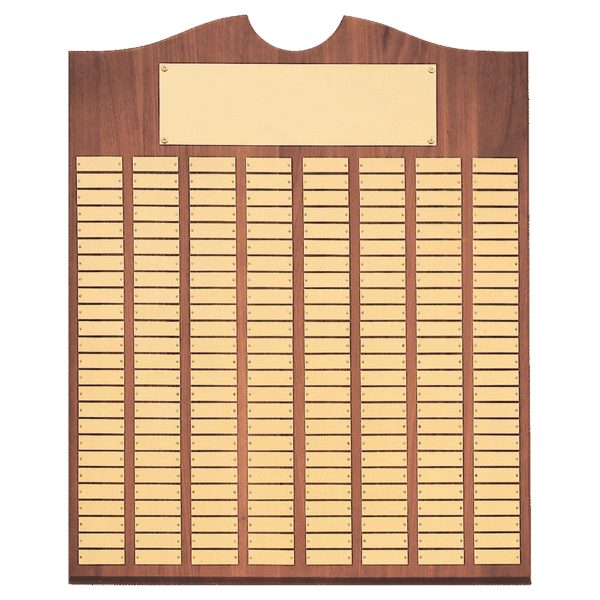 20" x 30"/Plates 7/8" x 2 3/4" American Walnut 80 Plate Perpetual Plaque with Brushed Brass Plates