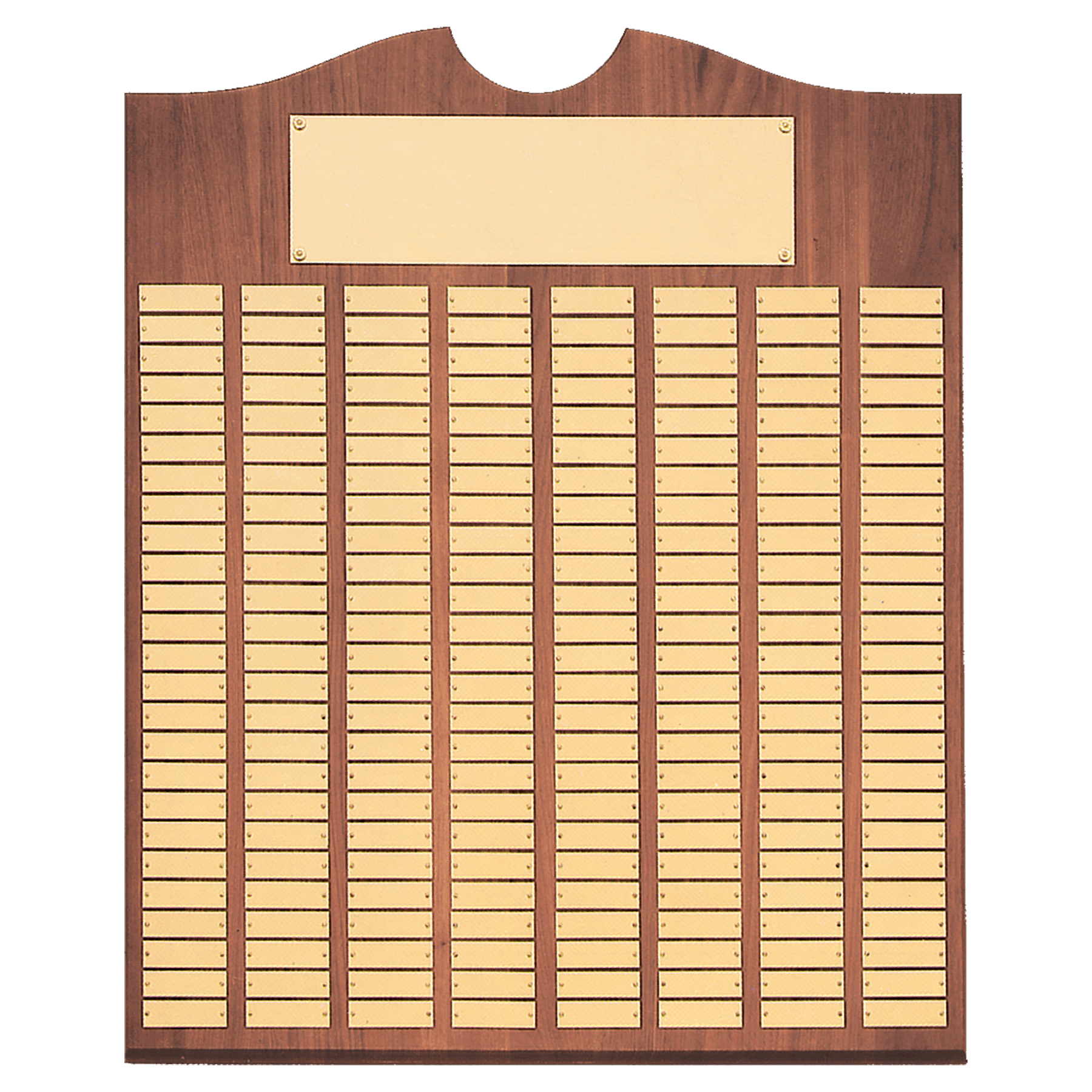 20" x 30"/Plates 7/8" x 2 3/4" American Walnut 80 Plate Perpetual Plaque with Brushed Brass Plates