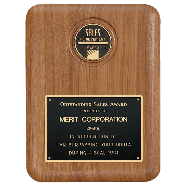 7" x 8" American Walnut CAM Plaque with Black Brass Plate (Medallion Sold Separately)