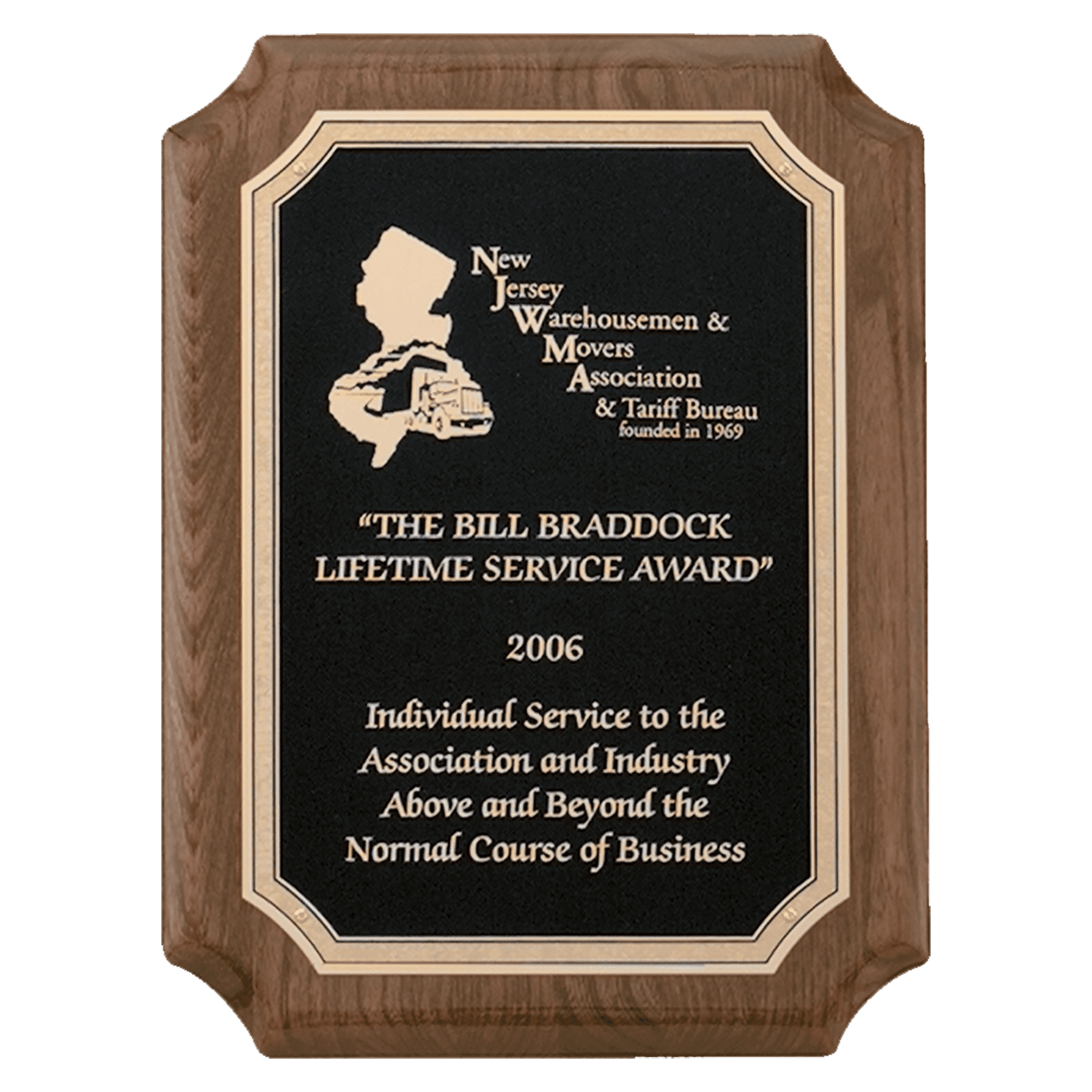 8" x 10 1/2" Airflyte Premium Walnut Piano Finish Plaque with Gold Florentine Border Textured Black LaserFX Plate