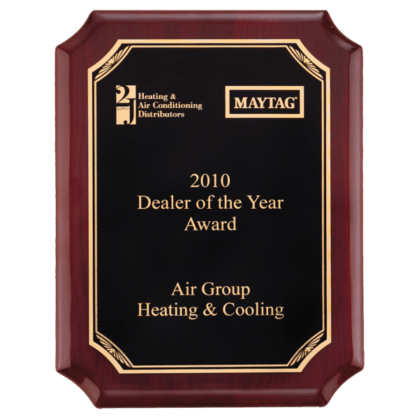 8" x 10 1/2" Airflyte Rosewood Piano Finish Plaque with Gold Border Black LaserFX Plate