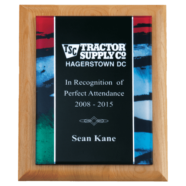 9" x 12" Airflyte Natural Alder Plaque with Stained Glass Border Acrylic Plate