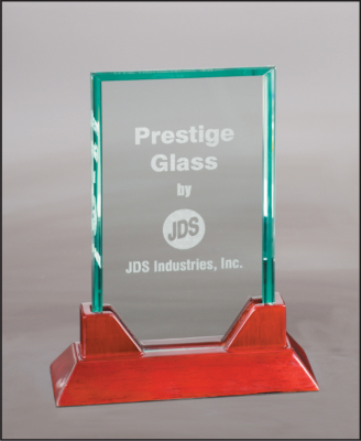 8 3/4" Rectangle Prestige Glass with Rosewood Piano Finish Base