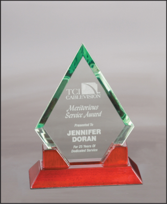 8 1/2" Jade Diamond Prestige Glass with Rosewood Piano Finish Base