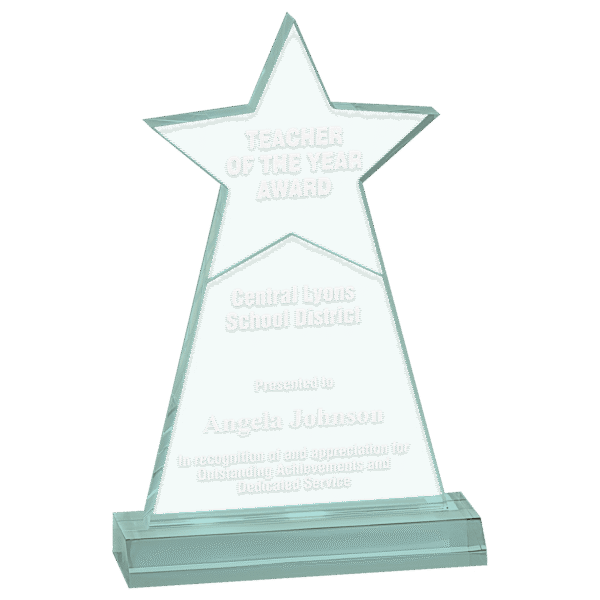 4 3/4" x 8" Jade Star Obelisk Acrylic with 5 3/4" Base