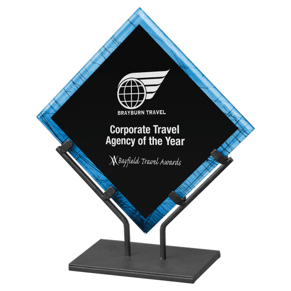 11 1/2" Blue Galaxy Acrylic Plaque with Iron Stand