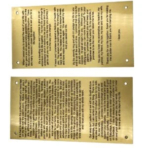 Brass Tags plate engraved
