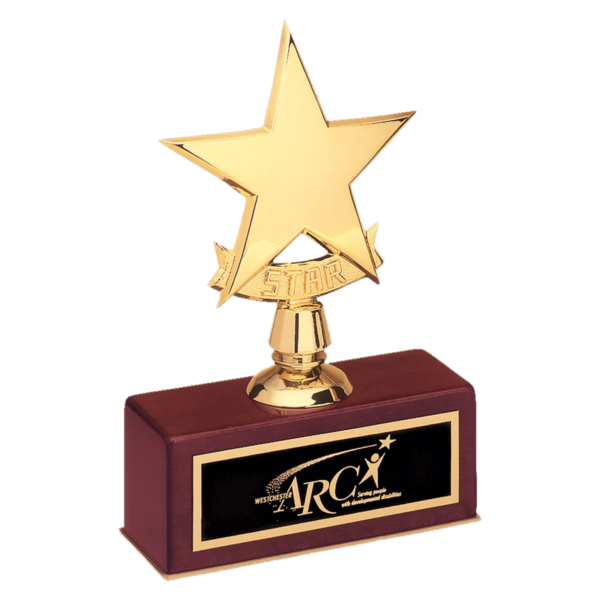 Custom Engraved 5" x 7 1/2" Polished Metal Goldtone on with Black Brass