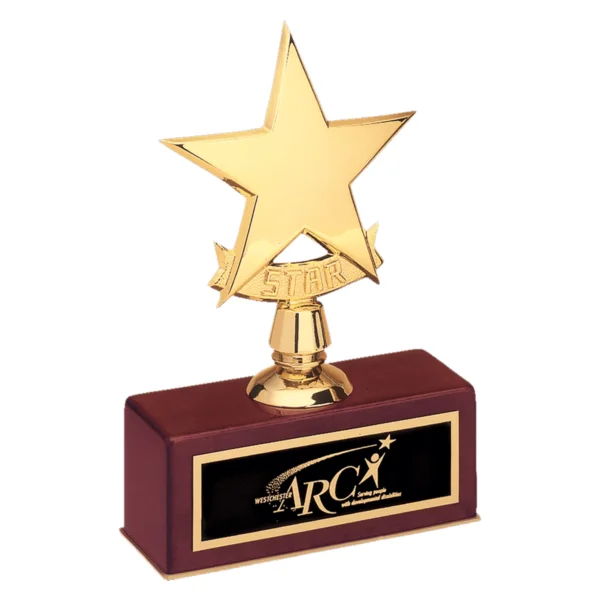 Custom Engraved 5" x 7 1/2" Polished Metal Goldtone on with Black Brass