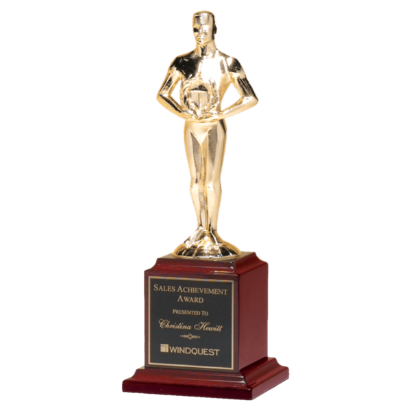 Custom Engraved 9" Classic Achiever Figure on a Rosewood Piano Base