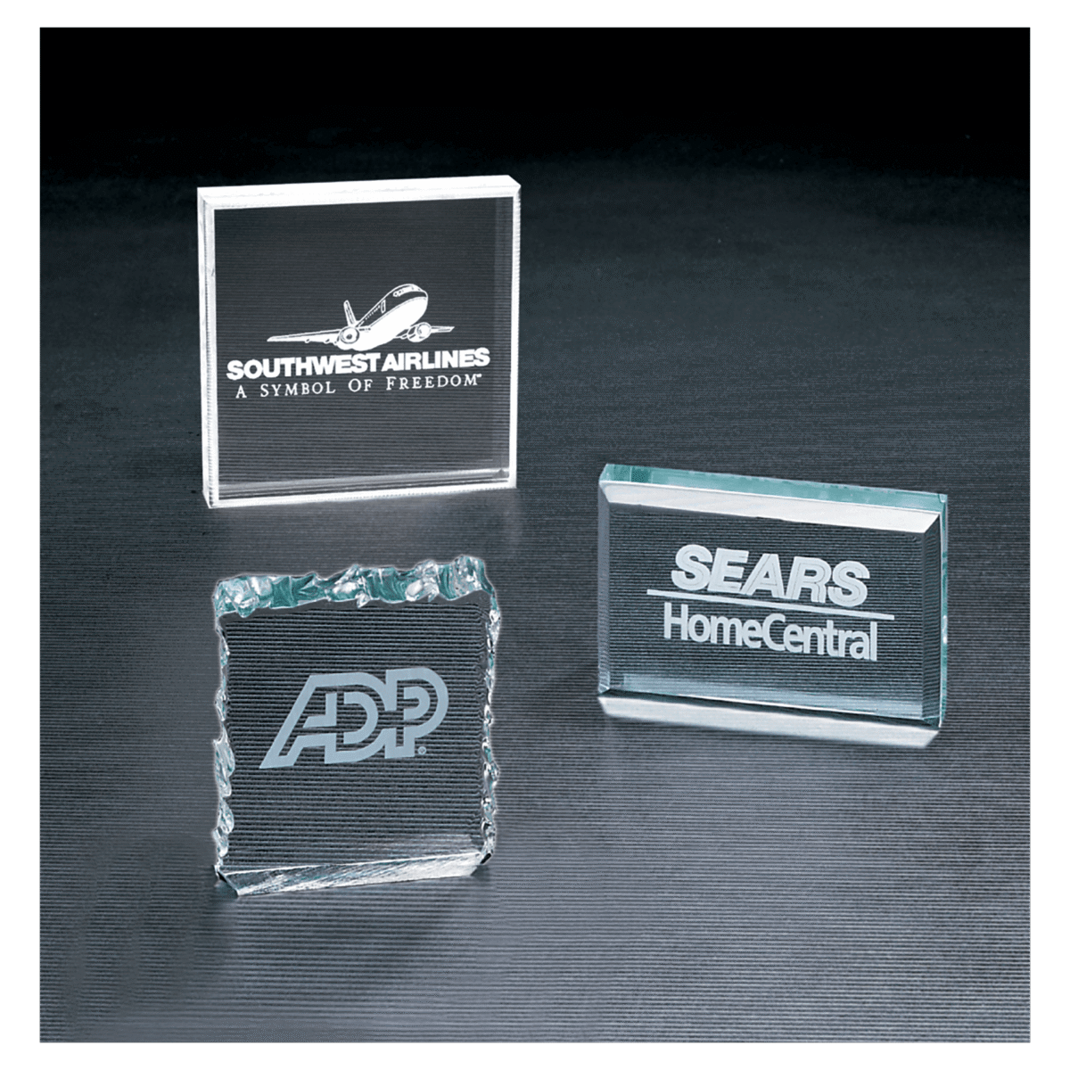 Custom Engraved 3" x 3" Jade Crushed Ice Acrylic Paperweight