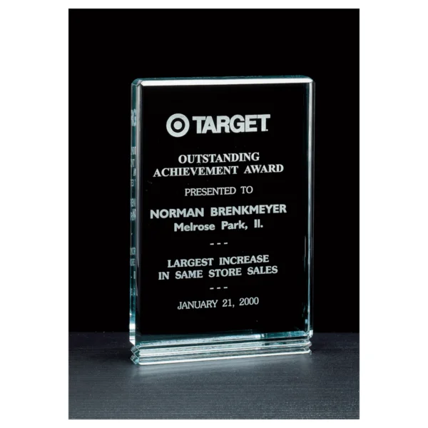 Custom Engraved 5" x 7 1/2" Classic Jade Acrylic Free Standing Award