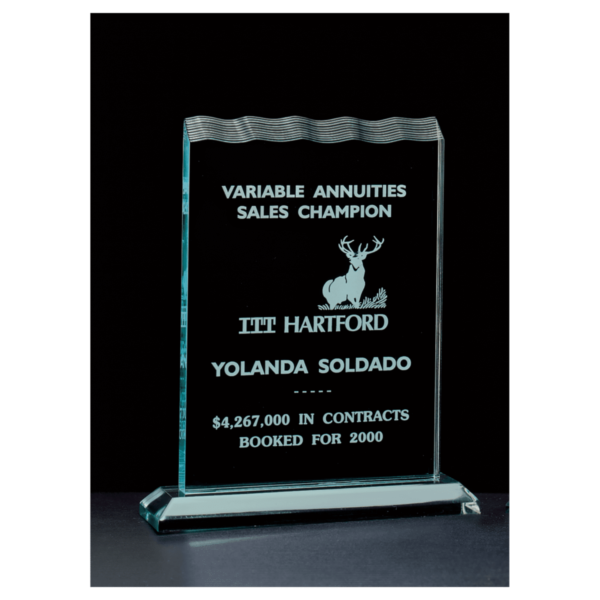 Custom Engraved 7 1/2" x 9 1/4" Tidal Jade Acrylic Award
