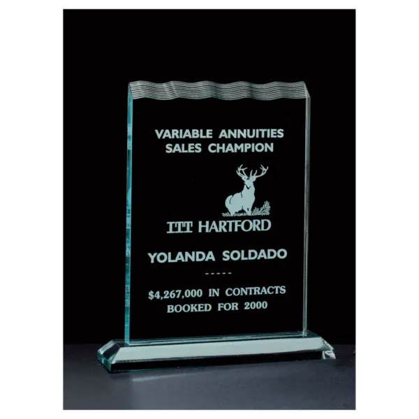 Custom Engraved 7 1/2" x 9 1/4" Tidal Jade Acrylic Award
