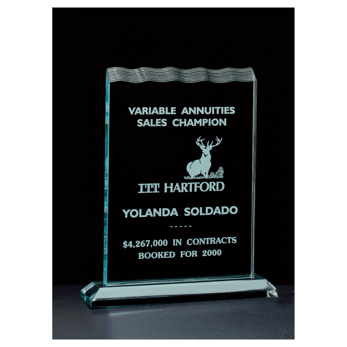 Custom Engraved 7 1/2" x 9 1/4" Tidal Jade Acrylic Award