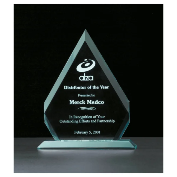 Custom Engraved 9 1/8" x 11 1/4" Diamond Jade Acrylic Award