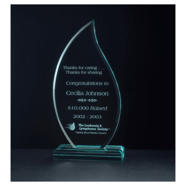 Custom Engraved 4 1/4" x 8 3/4" Flame Jade Acrylic Award