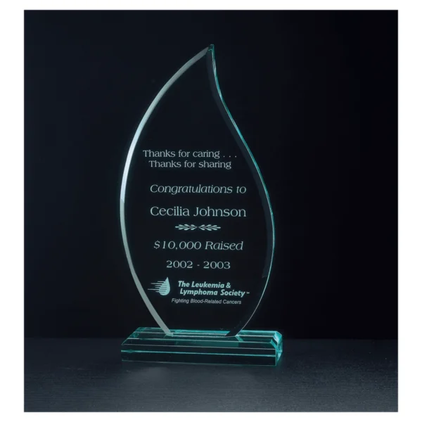 Custom Engraved 4 1/4" x 8 3/4" Flame Jade Acrylic Award
