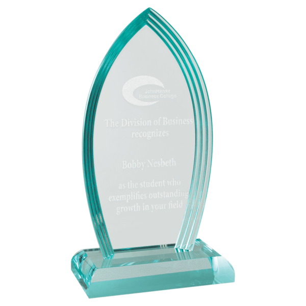 Custom Engraved 5" x 8 3/4" Flame Jade Acrylic Award